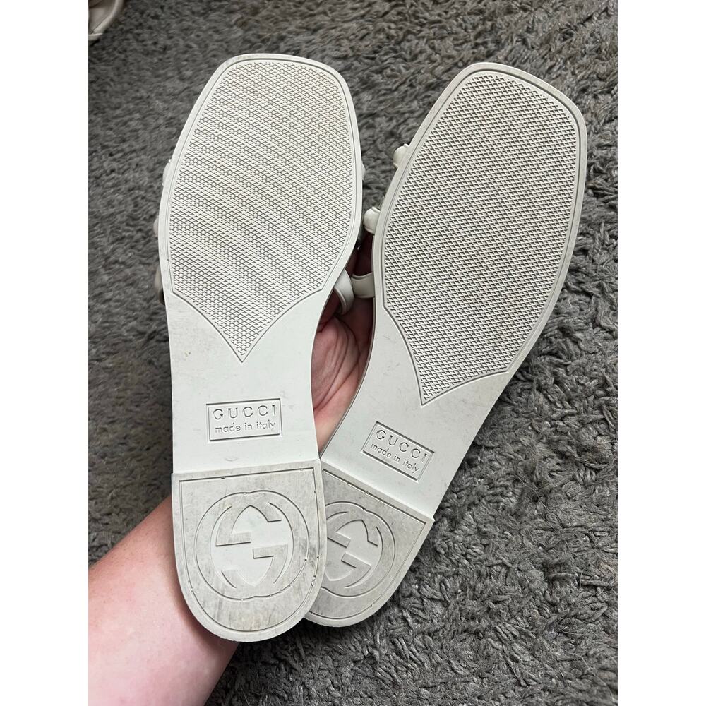 Gucci Palma Rubber Sandals in White Size 37 - Picture 8 of 9